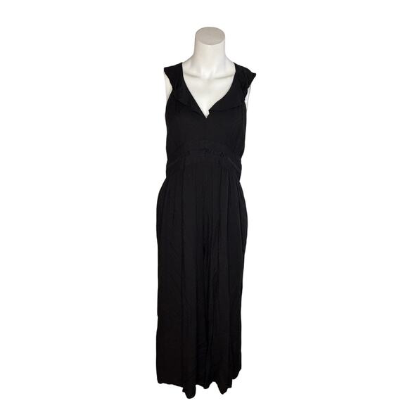 Maeve by Anthropologie Jumpsuit Women's 12 Black Crop Wide Leg MSRP$168 - Picture 1 of 7